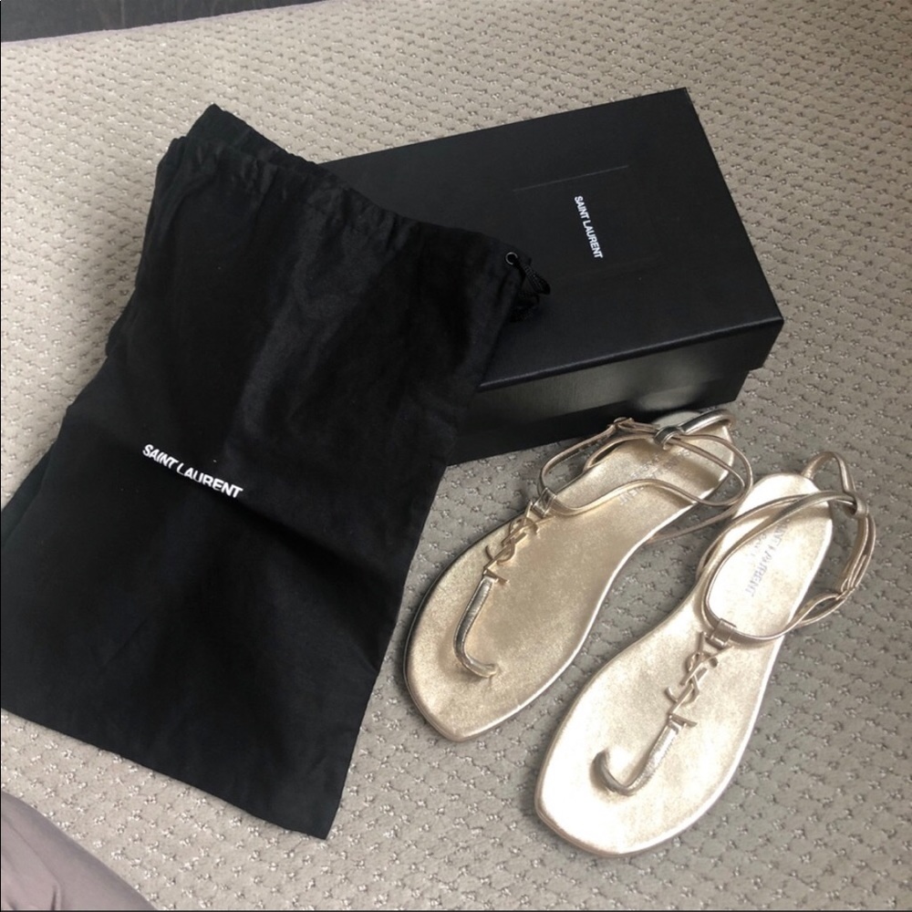 Saint Laurent Gold Sandals